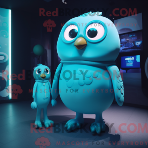 Maskotdraktfigur Cyan Owl z...