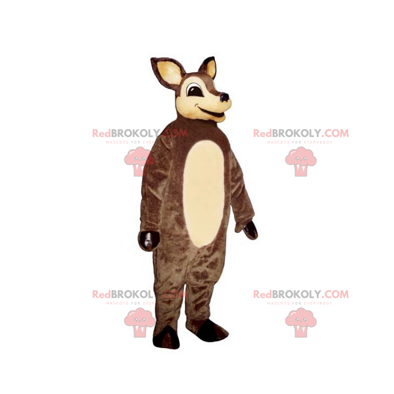 Kleine bruine rendier mascotte en beige buik - Redbrokoly.com