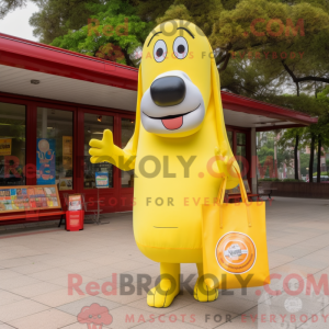 Lemon Yellow Hot Dog mascot...