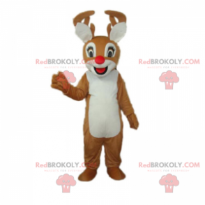 Malý maskot sobů s úsměvem s červeným nosem - Redbrokoly.com