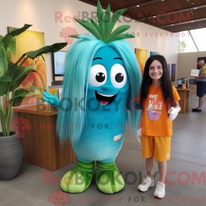 Cyan Mango maskotdraktfigur...