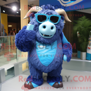 Blauer Bison Maskottchen...