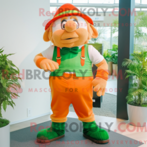 Fantasia de mascote Leprechaun laranja com bermuda e cachecóis - Mascotes duendes - REBROKO_259917 - RedBrokoly.com