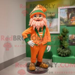 Fantasia de mascote Leprechaun laranja com bermuda e cachecóis - Mascotes duendes - REBROKO_259919 - RedBrokoly.com