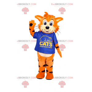 Mascotte de petit tigre orange avec teeshirt - Redbrokoly.com