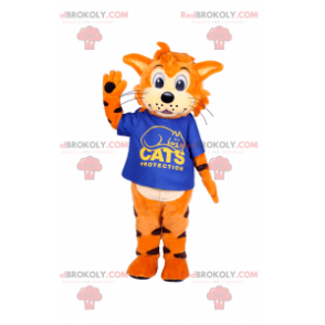 Mascote tigre laranja com t-shirt - Redbrokoly.com