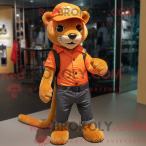 Orange Jaguarundi mascot...