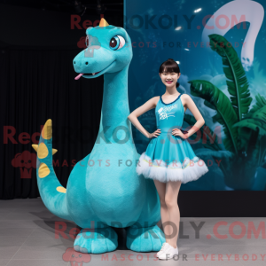 Cyan Brachiosaurus máscara...