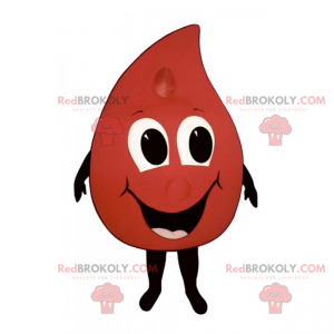 Lille rød dråbe maskot med smil - Redbrokoly.com