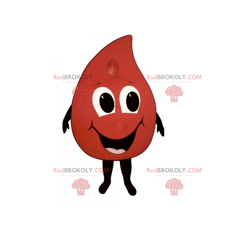 Small red drop mascot with smile - Redbrokoly.com