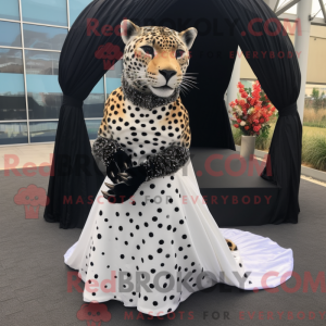 Sort Cheetah maskot kostume...