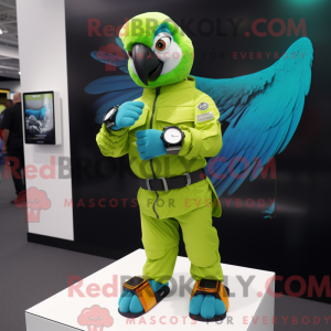 Limegrøn Macaw maskot...