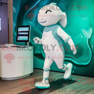 Teal Beluga Whale mascot...
