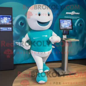 Teal Beluga Whale mascot...