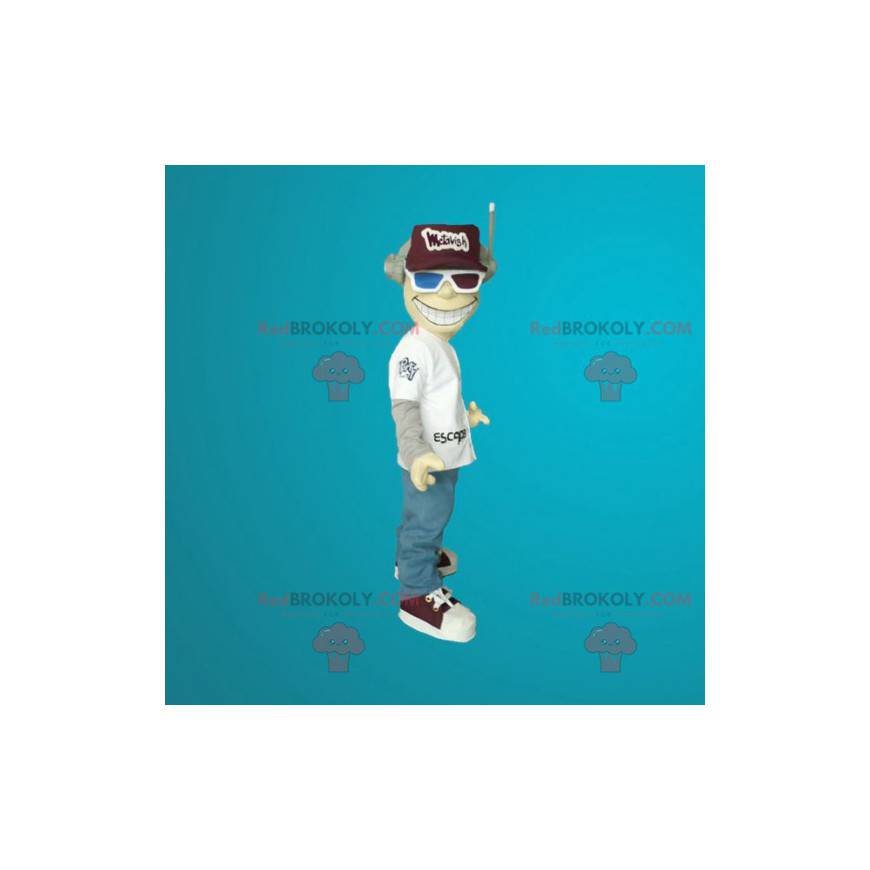 Mascot man with a helmet and 3D glasses - Redbrokoly.com Mascot man with a helmet and 3D glasses - Redbrokoly.com