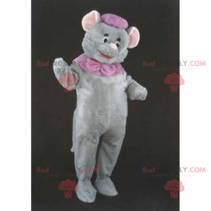 Mascotte de petite souris grise et chapeau - Redbrokoly.com