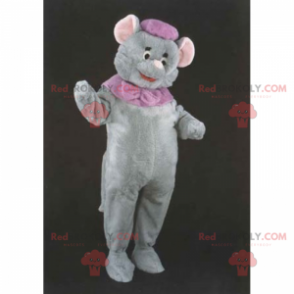 Mascote e chapéu de ratinho cinza - Redbrokoly.com