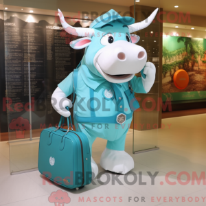 Cyan Bull maskotdraktfigur...
