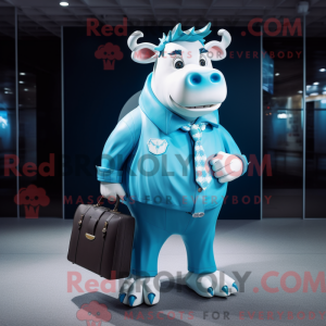 Cyan Bull mascot costume...