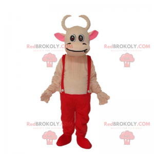 Mascotte de petite vachette en salopette - Redbrokoly.com