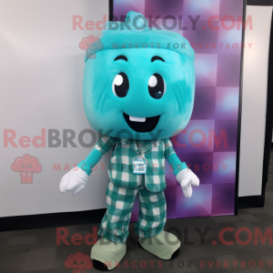 Cyaan Candy mascottekostuum...