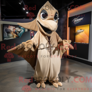 Fantasia de mascote Pterodáctilo bege com moletom e abotoaduras - Mascotes pterodáctilos - REBROKO_260339 - RedBrokoly.com