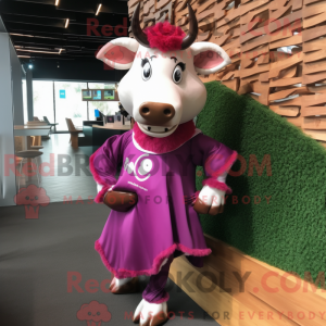 Magenta Bull maskot kostume...
