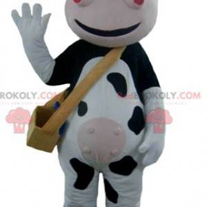 Very smiling black white and pink cow mascot - Redbrokoly.com