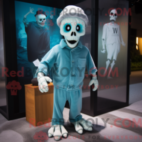 Fantasia de mascote de Cemitério Ciano com calça de moletom e abotoaduras - Mascotes do cemitério - RedBrokoly.com