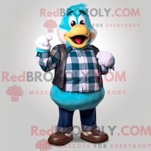 Cyan gæs maskot kostume...