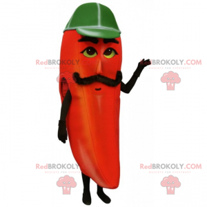 Mascotte de piment rouge a moustache - Redbrokoly.com