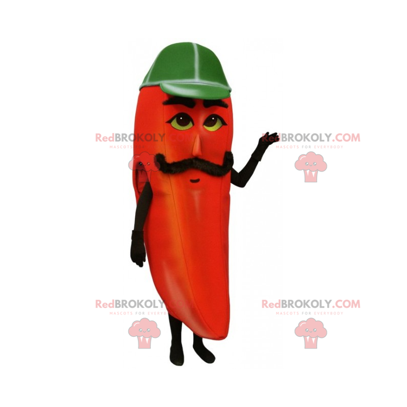 Mascote pimenta vermelha bigode - Redbrokoly.com