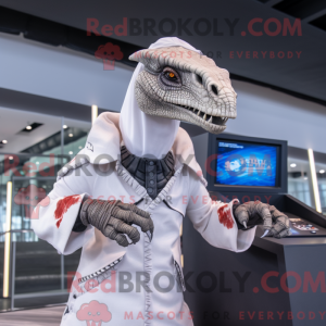 Hvid Utahraptor maskot...