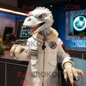 Hvid Utahraptor maskot...
