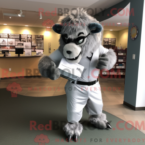Sølv Bison maskot drakt...