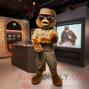 Brun Soldier maskot kostume...