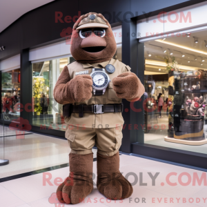 Brun Soldier maskot kostume...
