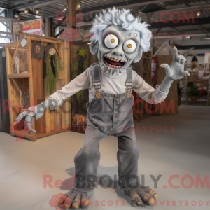 Grå Zombie maskot kostume...