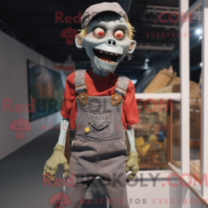 Grå Zombie maskot kostume...