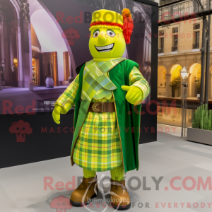 Limegroen mascottekostuum...