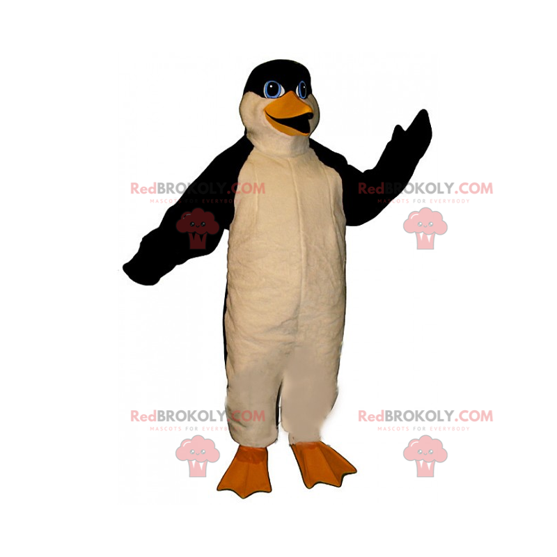 Pingvin maskot med blå øyne - Redbrokoly.com