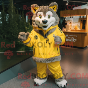 Gul Say Wolf maskot kostume...