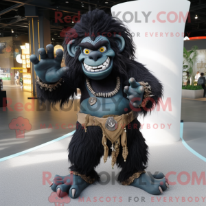 Sort Ogre maskot kostume...