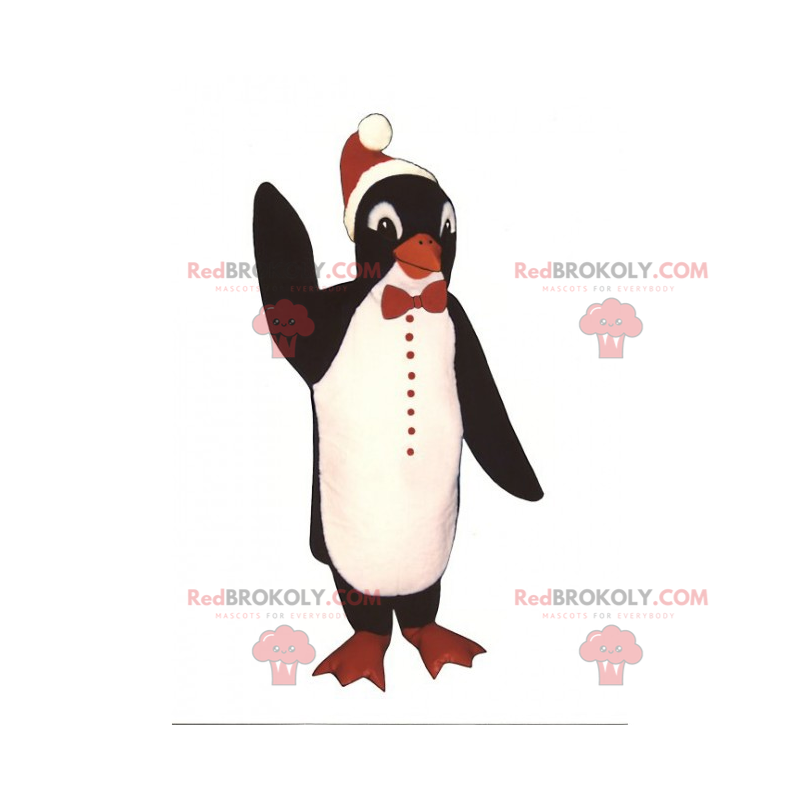 Mascote pinguim com chapéu de Natal - Redbrokoly.com