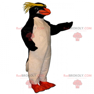 Mascotte de pingouin avec crinière jaune - Redbrokoly.com
