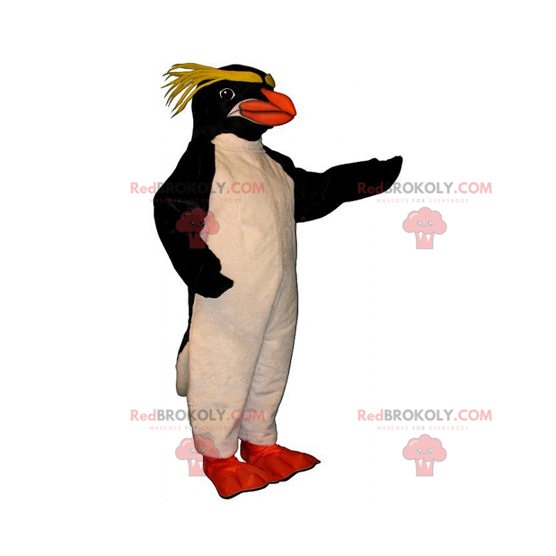 Mascote pinguim com crina amarela - Redbrokoly.com