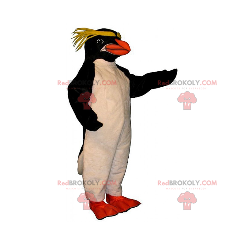 Mascotte de pingouin avec crinière jaune - Redbrokoly.com