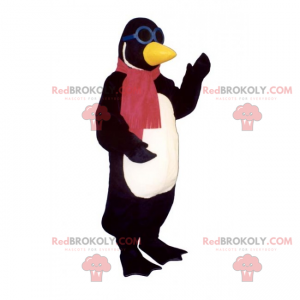 Mascotte de pingouin avec écharpe et lunettes - Redbrokoly.com