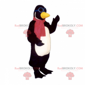 Mascota de pingüino con bufanda y gafas - Redbrokoly.com