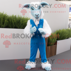 Blå angora geit maskot...